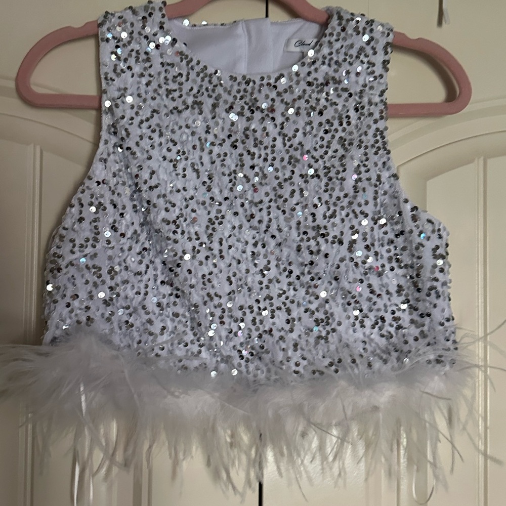 Sparkling Silver Sequin Top